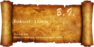 Bakcsi Ilona névjegykártya